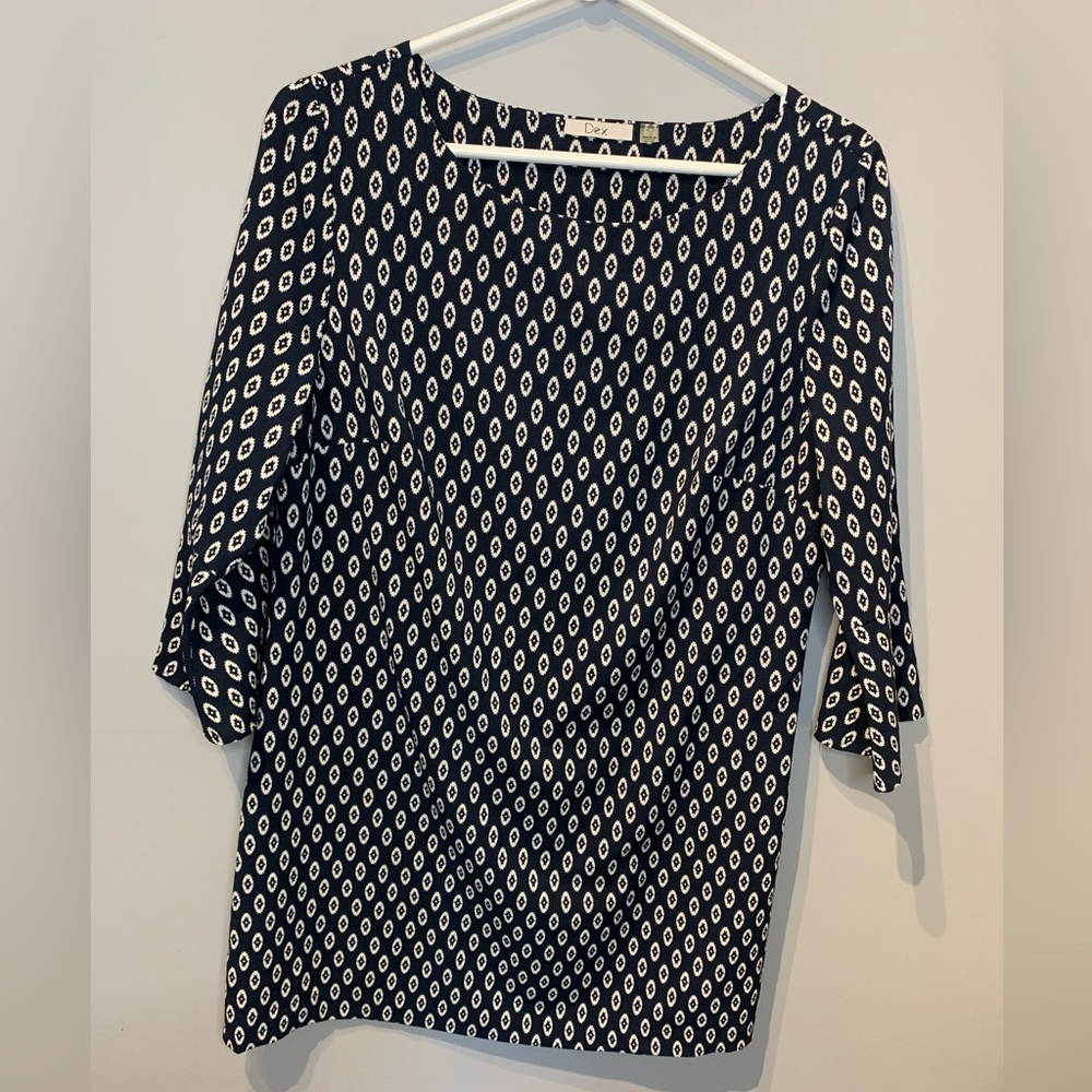 Dex Navy Patterned Sheath Dress